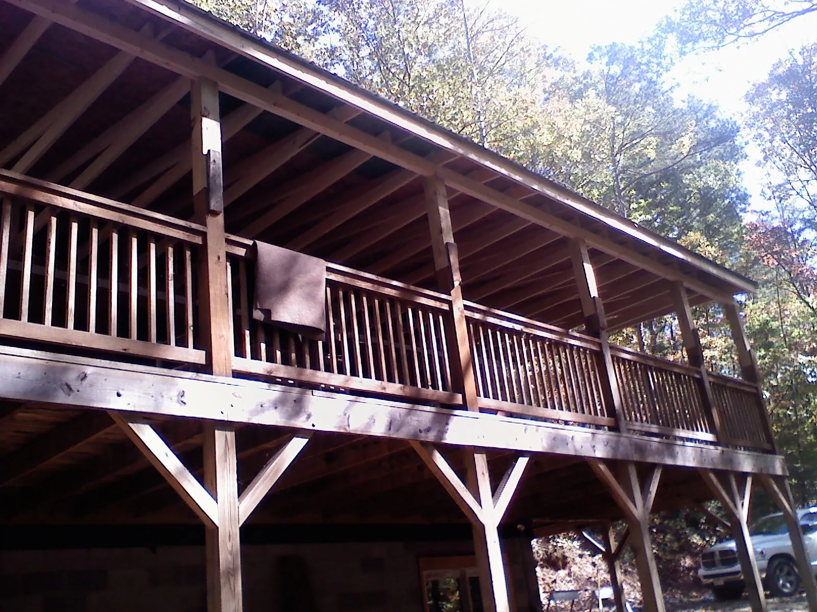 Timber framing under a new elevated porch and deck — Roof Leak Repair in West Long Branch by Roofing Brothers